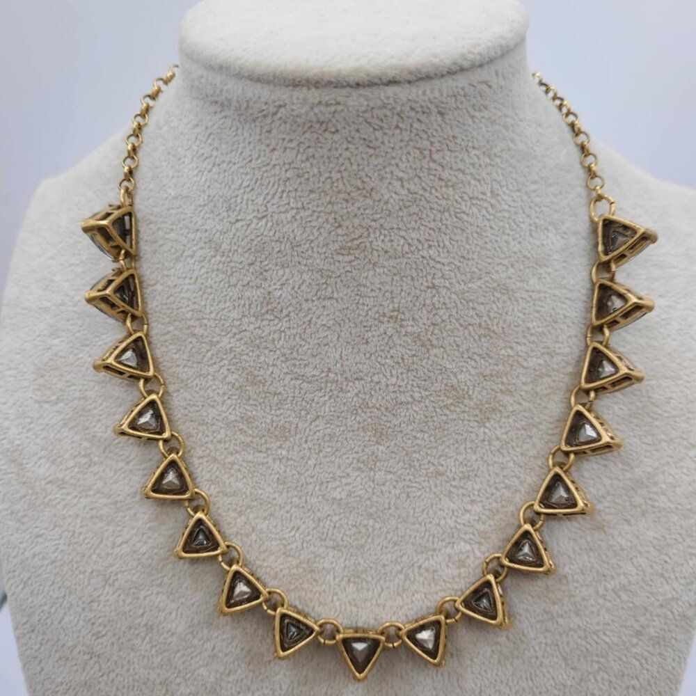 J Crew Antique Brass With Clear Crystal Necklace - Picture 13 of 13